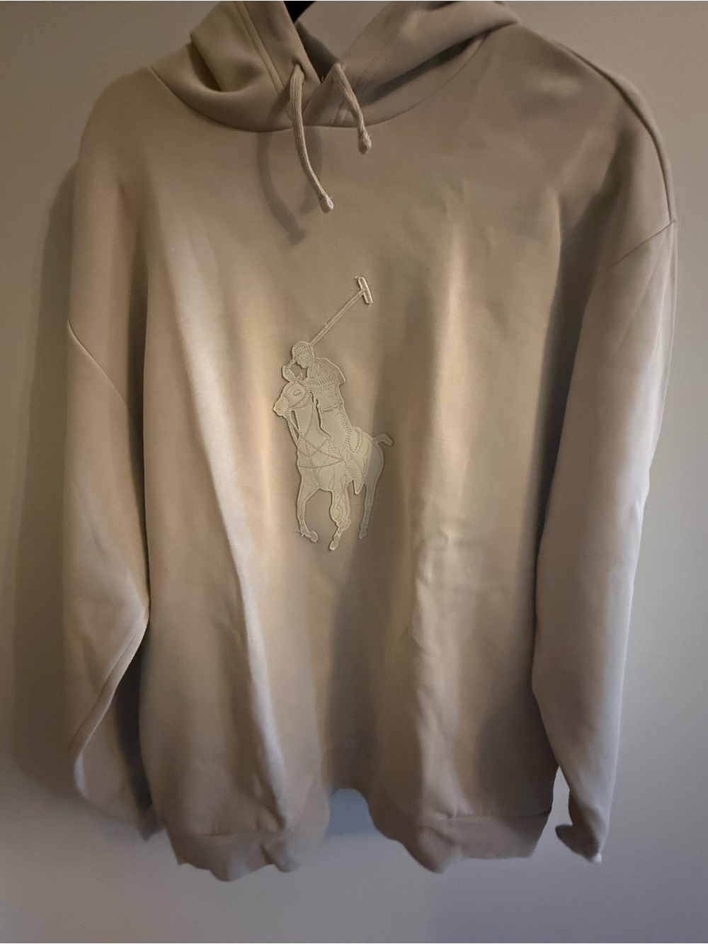 Polo Ralph Lauren Big Pony Tonal Embroidered Hoodie Cream XLT XL Tall